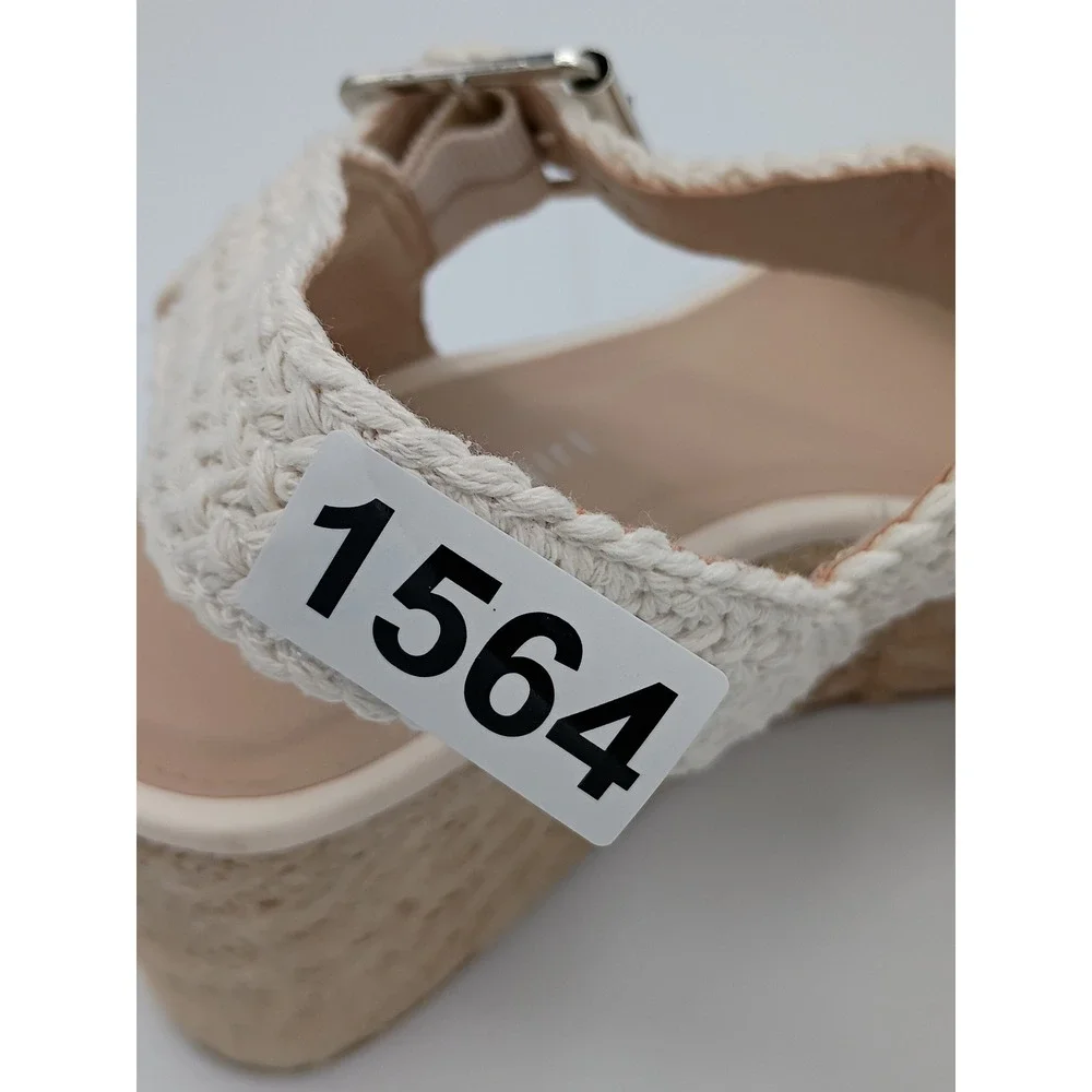 Madden Girl Womens Champ Cream 8 Woven Espadrille Wedge Sandals